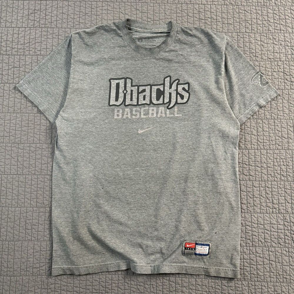 Vtg Y2K Nike T Shirt Men Large Gray Center Swoosh Arizona Dbacks Fade Distressed